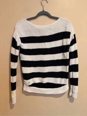 Ralph Lauren Navy and White Striped Knit Sweater, Classic and Preppy, size XS